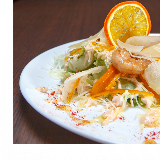 Salade de gambas aux mandarines