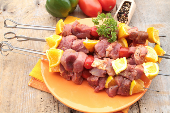 Brochette de canard marinee